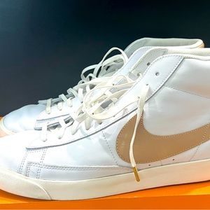 Nike White and Tan Blazer Mid Prime